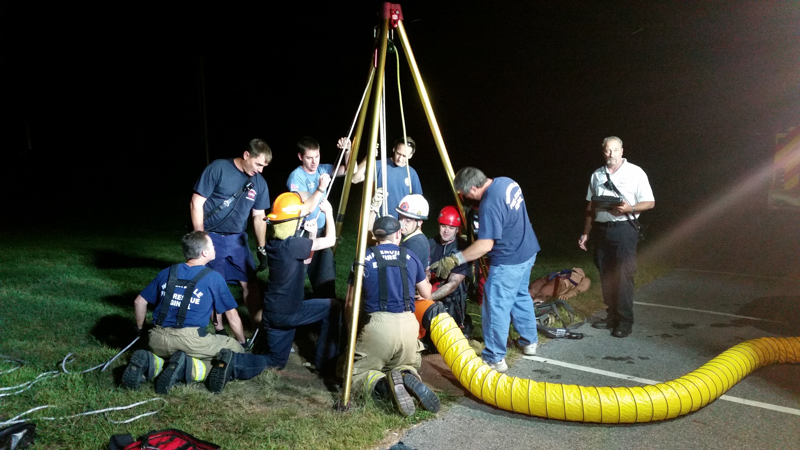 Picture of Confined Space training at Thomas College in 2016